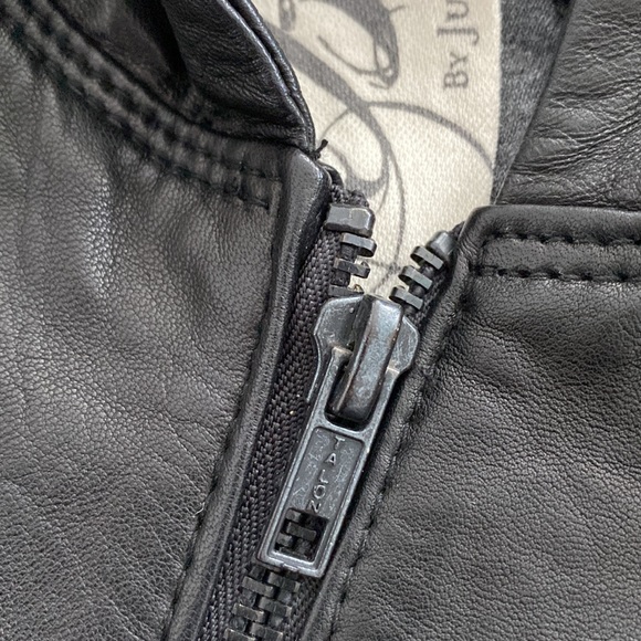 Bird by Juicy Couture Soft Leather Jacket Hoodie w/ Peplum🖤 - Picture 14 of 17